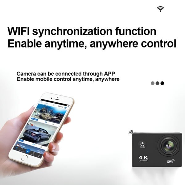 4K Ultra HD Action Camera – Waterproof 30M, 2.0" LCD Screen, WiFi-Enabled Sports DV