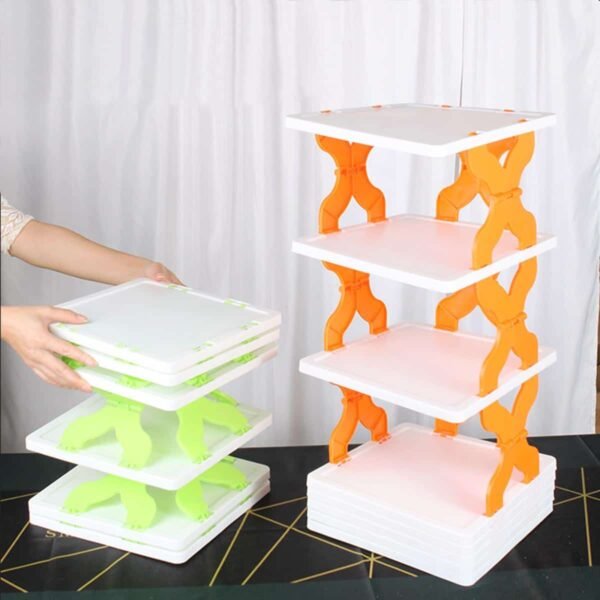 4 Layer X Shap Stackable Shoe Rack Shoe Stand Support Home Door Entrance Shoes Rack Space Saving Cabinet Shoe Storage Organizer - Image 2