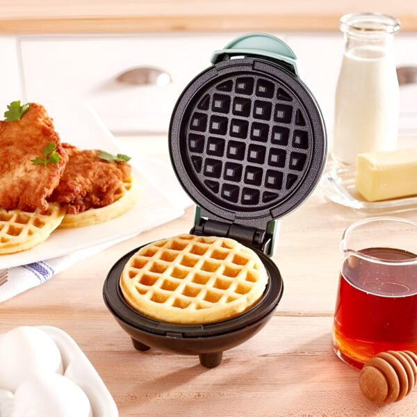 Compact 4-Inch 350W Non-Stick Electric Mini Waffle Maker Machine