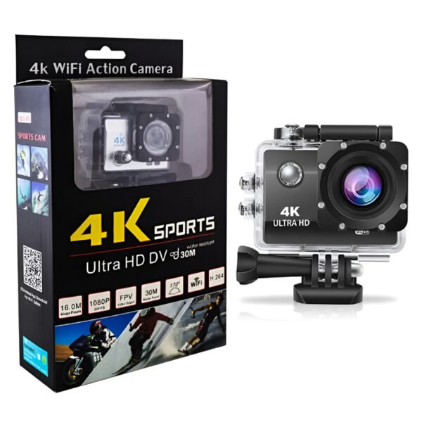 4K Ultra HD Action Camera – Waterproof 30M, 2.0" LCD Screen, WiFi-Enabled Sports DV