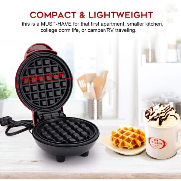 Compact 4-Inch 350W Non-Stick Electric Mini Waffle Maker Machine