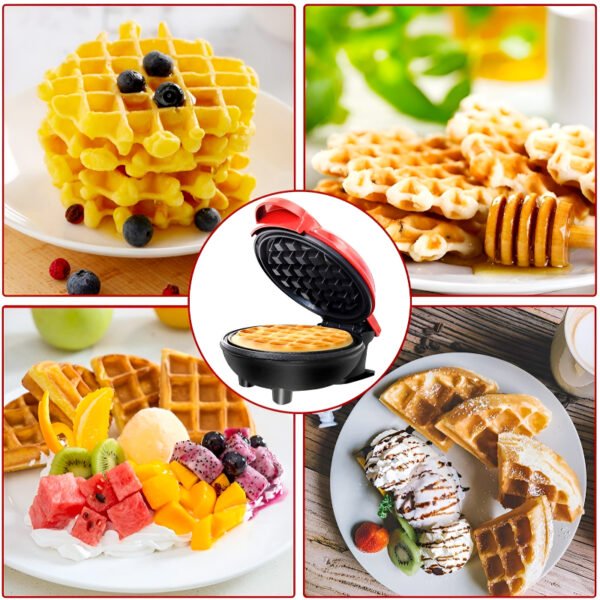 Compact 4-Inch 350W Non-Stick Electric Mini Waffle Maker Machine
