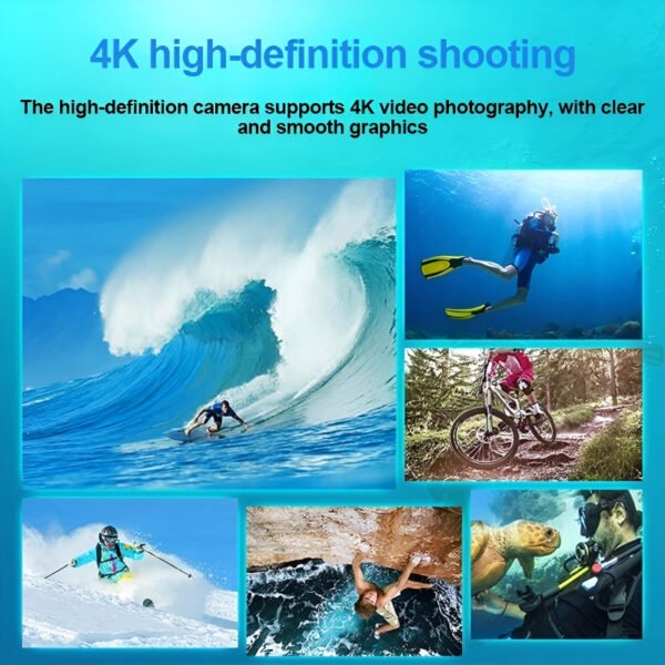 4K Ultra HD Action Camera – Waterproof 30M, 2.0" LCD Screen, WiFi-Enabled Sports DV