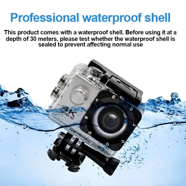 4K Ultra HD Action Camera – Waterproof 30M, 2.0" LCD Screen, WiFi-Enabled Sports DV