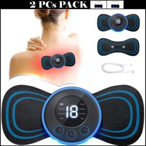 Pack of 2 Mini Electric Massage Sticks – 8 Modes, 19 Intensity Levels, Portable Muscle Relaxation Tool