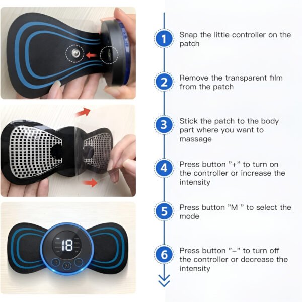 Pack of 2 Mini Electric Massage Sticks – 8 Modes, 19 Intensity Levels, Portable Muscle Relaxation Tool
