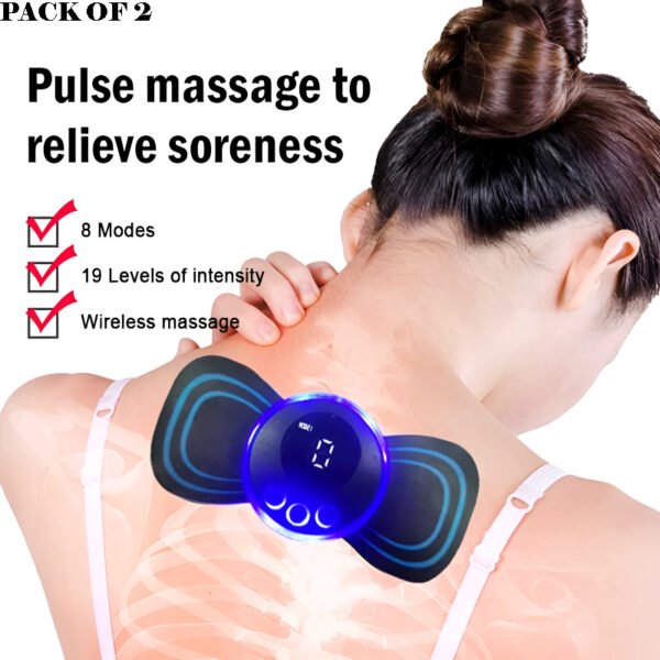Pack of 2 Mini Electric Massage Sticks – 8 Modes, 19 Intensity Levels, Portable Muscle Relaxation Tool