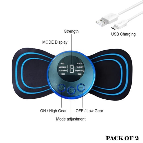 Pack of 2 Mini Electric Massage Sticks – 8 Modes, 19 Intensity Levels, Portable Muscle Relaxation Tool