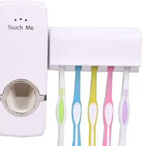 Automatic Toothpaste Dispenser, Press to Paste Toothpaste Squeezer and 5 Toothbrush Holders Bathroom Organizer