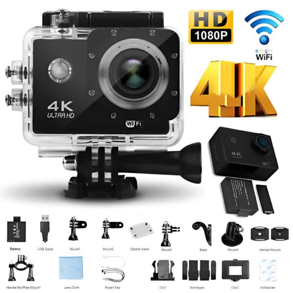 4K Ultra HD Action Camera – Waterproof 30M, 2.0" LCD Screen, WiFi-Enabled Sports DV