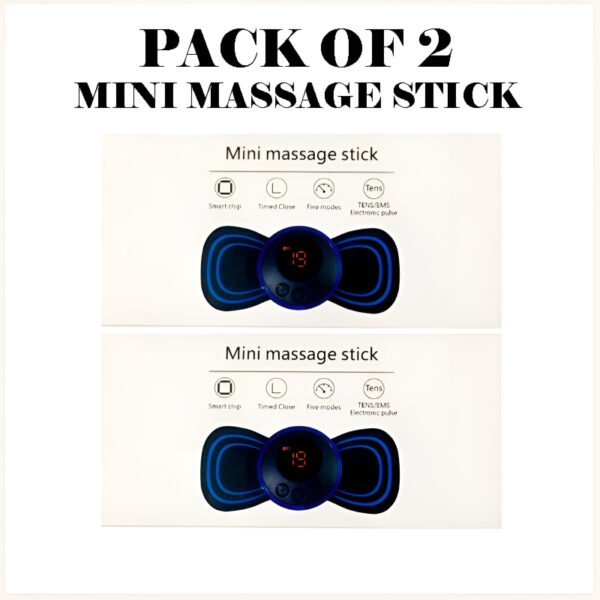 Pack of 2 Mini Electric Massage Sticks – 8 Modes, 19 Intensity Levels, Portable Muscle Relaxation Tool
