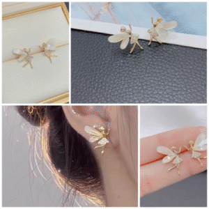 Elegant Fairy Flower Wing Stud Earrings – Exquisite Zircon Elf-Inspired Jewelry for Women & Girls