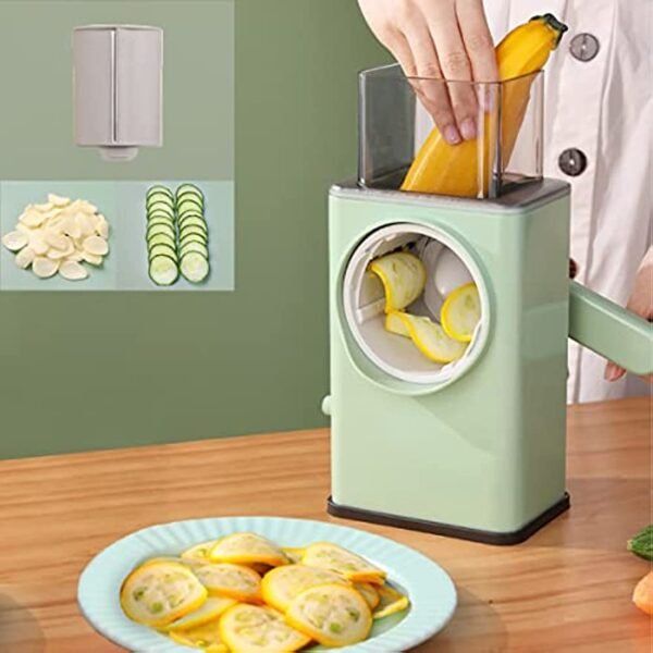 Multifunctional Rotary Vegetable Cutter 3 In 1 Manual Vegetable Slicer Rotary Cheese Grater Shredder Potato Chopper Carrot Cutter Peeler Maker - Image 2