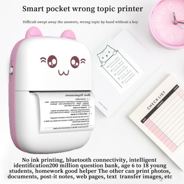 Portable Mini Printer Hot Printing Self-adhesive Thermal Inkless Wireless Printer - Image 4