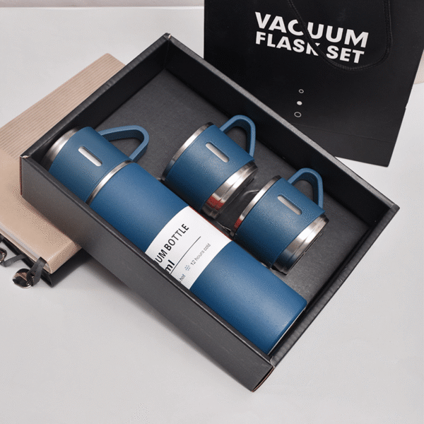 Stainless Steel Vacuum Flask Set 500ml Double Wall Thermos Set Vacuum Flask Gift Set With Double Lids - Image 4