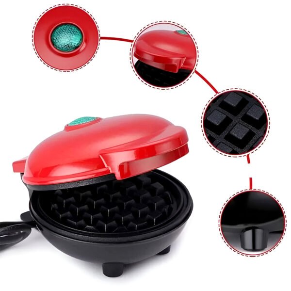Compact 4-Inch 350W Non-Stick Electric Mini Waffle Maker Machine