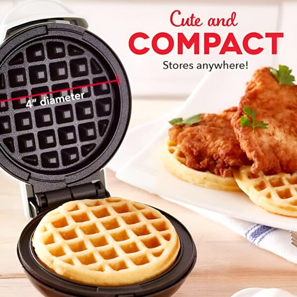 Compact 4-Inch 350W Non-Stick Electric Mini Waffle Maker Machine