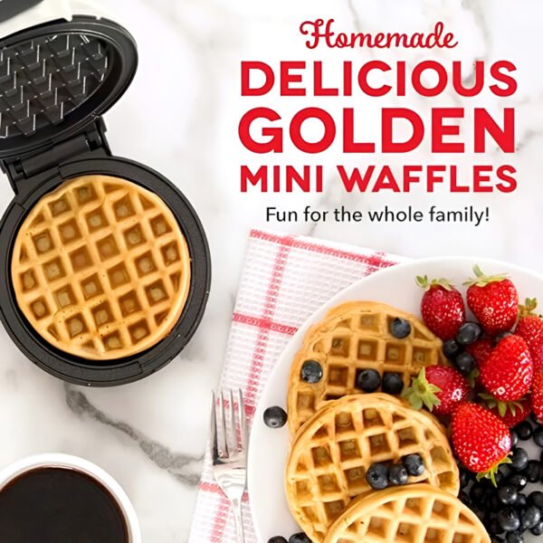 Compact 4-Inch 350W Non-Stick Electric Mini Waffle Maker Machine