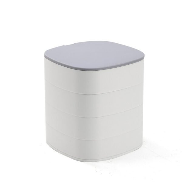 Compact Rotating Jewelry Organizer with Built-In Mirror – Portable Storage Box for Accessories