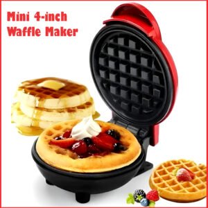 Compact 4-Inch 350W Non-Stick Electric Mini Waffle Maker Machine