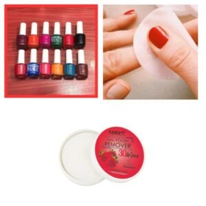 6 Pcs Huda Beauty Nail Paint with 2 free removers – vibrant colors, smooth finish.