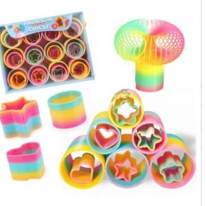 3-in-1 Rainbow Vibrant Circle Spring Set – Fun and Colorful 36-Piece Ring Toy for Kids and Babies.