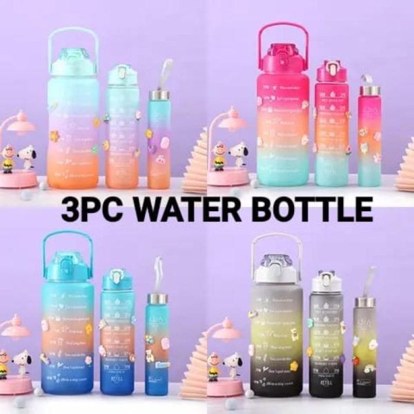3-Pack Motivational Sports Water Bottles – Frosted, Time-Marked, Random Colors.
