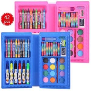 42-Piece All-in-One Kids’ Coloring Kit – Includes Themed Crayons, Markers, Colored Pencils & Art Accessories.