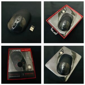 Coby Gel-tech Wireless Optical Mouse – 3-Button, Anti-Stress, 9ft Range.