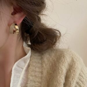 Elegant Dual-Tone Korean Gold-Plated Earrings | Trendy Casual Fashion Jewelry for Women