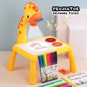 Giraffe LED Projector Drawing Board – Small Art Table Toy for Kids with Box Packaging (Random Color).
