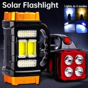 HB-2678 Solar LED Flashlight – Portable, USB Rechargeable COB Torch Light for Camping and Outdoor Use.