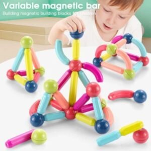 52-PCS Magnetic Rods and Balls Building Blocks – DIY Montessori Toy Set for Kids