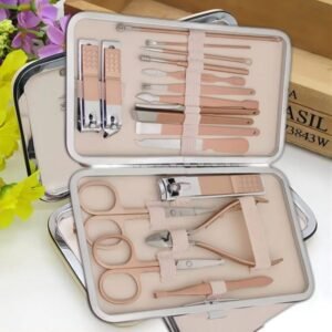 18-in-1 Rose Gold Manicure & Pedicure Set – Professional Grooming Kit with Travel Case.