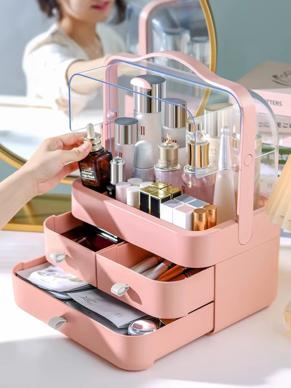 Acrylic Cosmetic Organizer with Drawers – Makeup & Skincare Storage (Random Color)