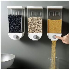 Wall-mounted 1500ml Dry Food Dispenser with Clear Containers for Organized Kitchens – Random Color.