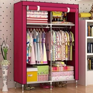 2-Door Portable Foldable Closet Wardrobe Organizer with Shelves, Multi-Purpose Storage (105×45×175 cm, Random Color)