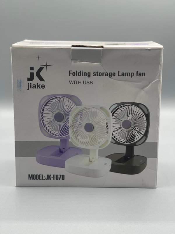 Jiake Folding Storage Lamp Fan 2000mAh | JK-F670 Portable USB Rechargeable Handheld Fan for Personal Use