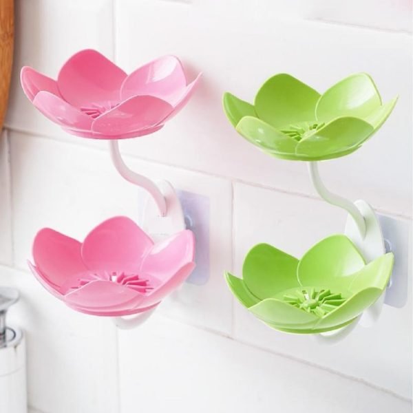 Lotus Flower Wall-Mounted Double-Layer Soap Holder with Drainage (Random Color)