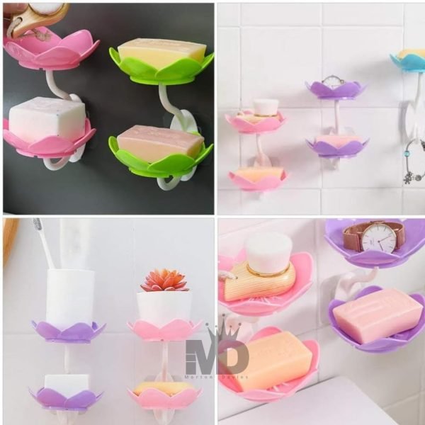 Lotus Flower Wall-Mounted Double-Layer Soap Holder with Drainage (Random Color)