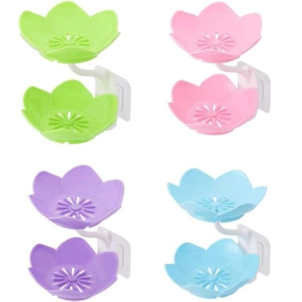 Lotus Flower Wall-Mounted Double-Layer Soap Holder with Drainage (Random Color)